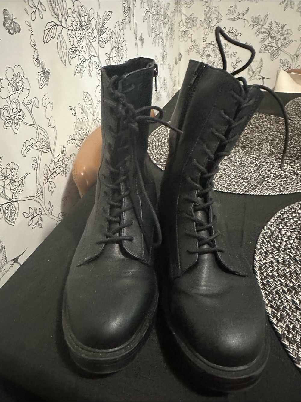 LOFT Black Lace-Up Combat Boots